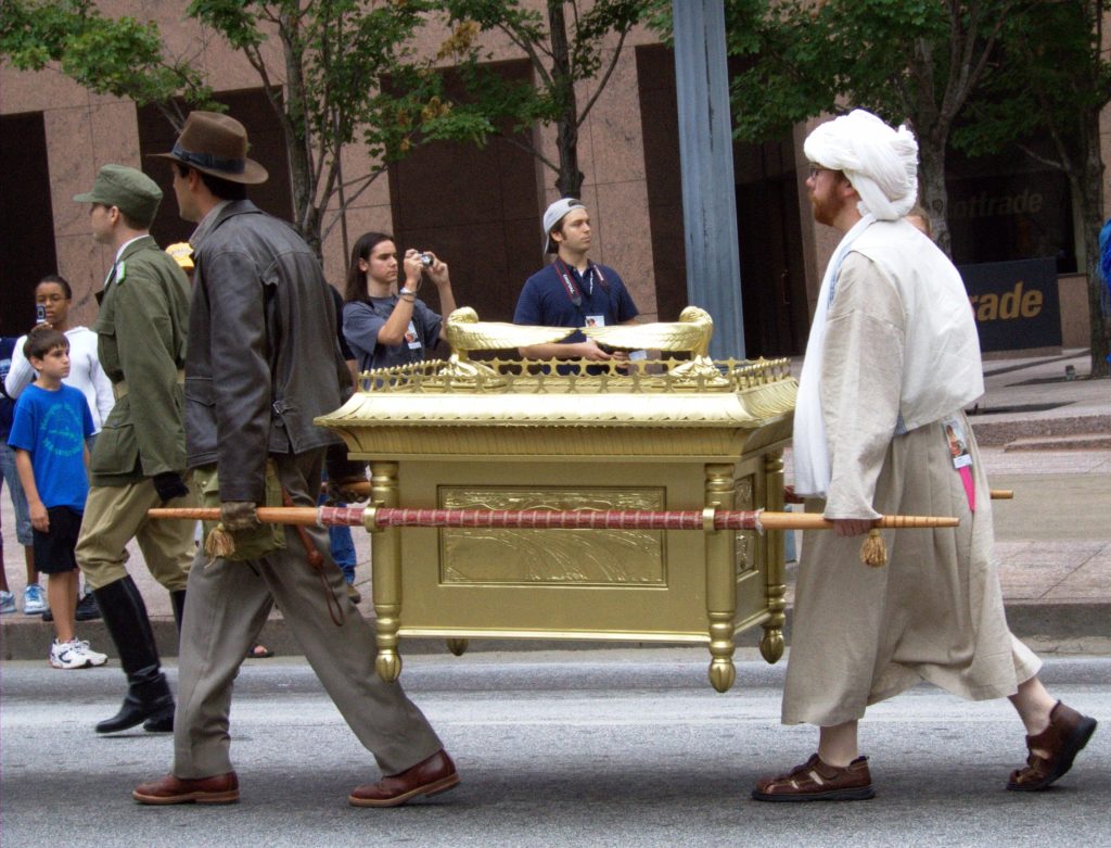 An image of fans cosplaying Indiana Jones and his Ark at DragonCon 2006