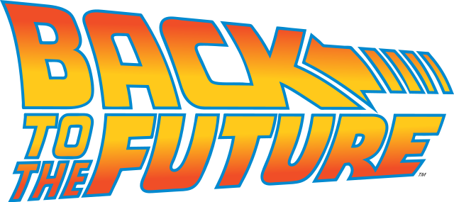 The phrase 'Back to the Future' in the style used in the movie of the same title